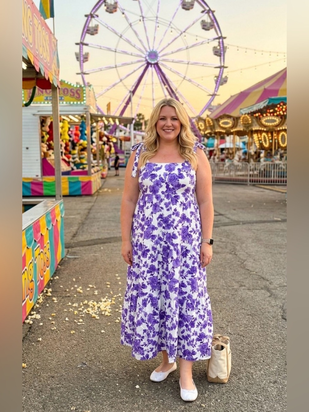 Buddy Love White Purple Floral Smocked Tiered Whimsical Fairy Large Dress